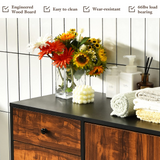 Tangkula Retro Storage Cabinet, Wood Floor Storage Cabinet with 3 Drawers and 1 Cabinet w/Adjustable Shelf, Accent Cabinet