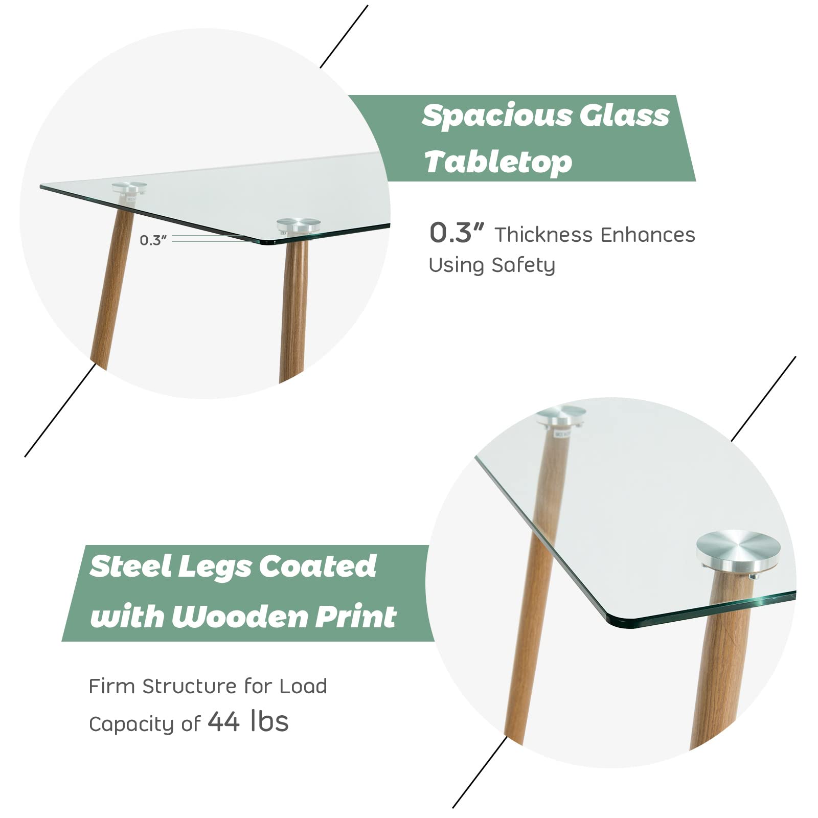  Glass Dining Table, Modern Rectangular Table - Tangkula