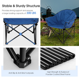 Tangkula Oversized Camping Chair, Outdoor Padded Folding Chair with Cup Holder
