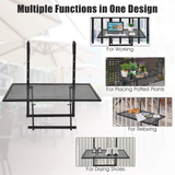 Tangkula Outdoor Folding Hanging Table, 5 Height Adjustable & Foldable Space Saving Railing Serving Table