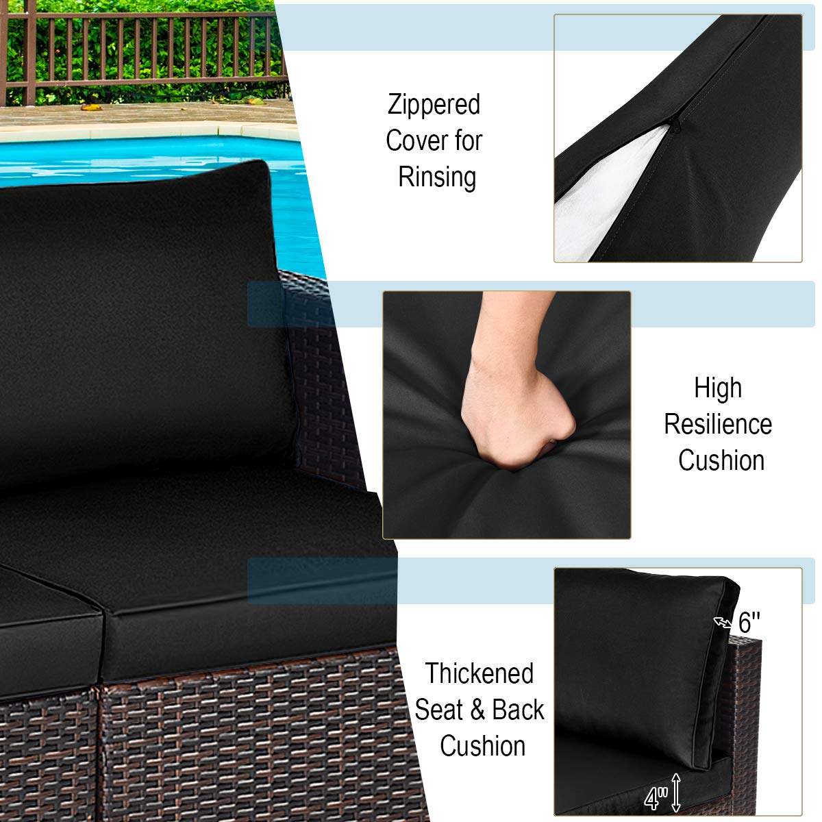 Wicker Loveseat 2 Piece - Tangkula