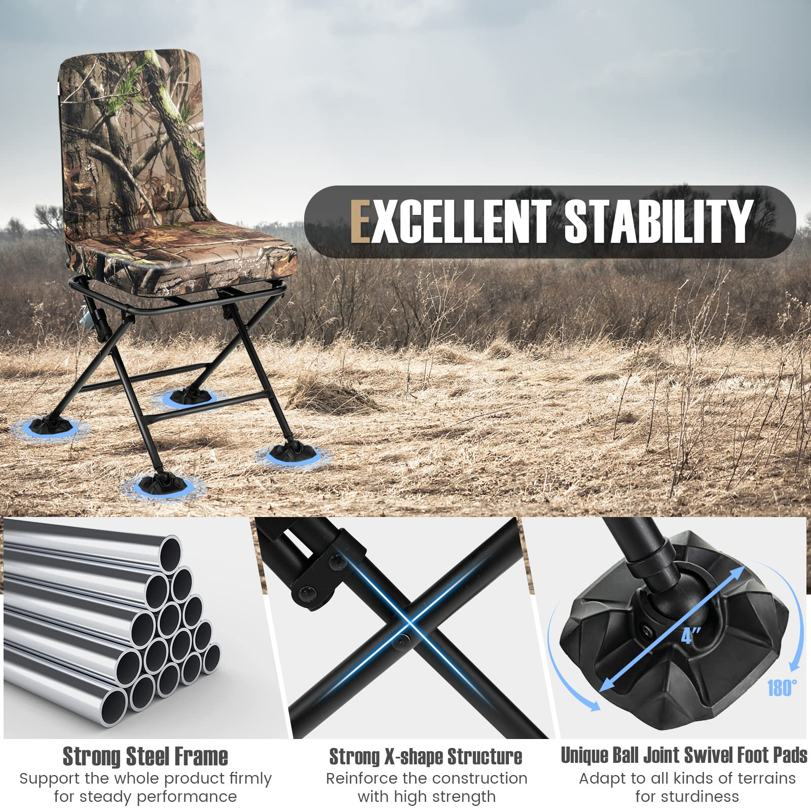 360 Degree Swivel Hunting Blind Chair - Tangkula