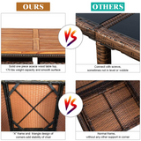 Tangkula 9 Pieces Acacia Wood Patio Dining Set, Space Saving Wicker Chairs and Wood Table with Umbrella Hole Outdoor Furniture Set