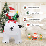 Tangkula Inflatable Christmas Santa Clause Riding The Polar Bear with Shaking Head