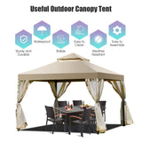 2-Tier 10x10 Feet Patio Gazebo, Outdoor Patio Fully Enclosed Gazebo Canopy Tent w/ Netting