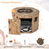 Tangkula 50,000 BTU Gas Fire Pit Table, Patiojoy 40" Round Propane Firepit with Removable Lid