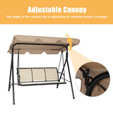 Tangkula 3 Person Patio Swing, Steel Frame with Polyester Angle Adjustable Canopy