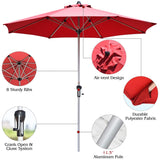 Tangkula 9 ft Patio Umbrella, Outdoor Market Table Umbrella with 1.5" Aluminum Pole