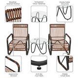 Tangkula 3 Piece Patio Rattan Furniture Set, Includes 2 Single Wicker Chairs and Glass Side Table