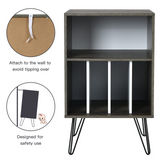 Tangkula Record Player Stand, Turntable Stand with Metal Legs, Vinyl Record Storage Cabinet w/ 5 Open Shelves Holds