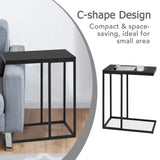 Sofa Side Table, C Shaped End Table for Sofa Couch and Bed