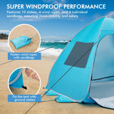 Tangkula 2-4 Person Pop up Beach Tent, UPF50+ Beach Sun Shade with Carrying Bag