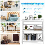 Tangkula 3-Tier Bookshelf, Vintage Wooden Bookcase with X-Style Frame