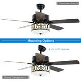 Tangkula 52"Ceiling Fan w/Lights & Remote Control, Lighting Fan w/5 Reversible Blades