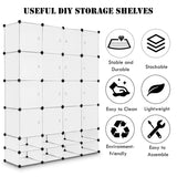 Portable Clothes Closet Wardrobe Bedroom Armoire DIY Storage Organizer Closet with Doors, 16 Cubes and 8 Shoe Racks