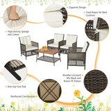 Tangkula Patio Furniture Set with 2-Tier Coffee Table
