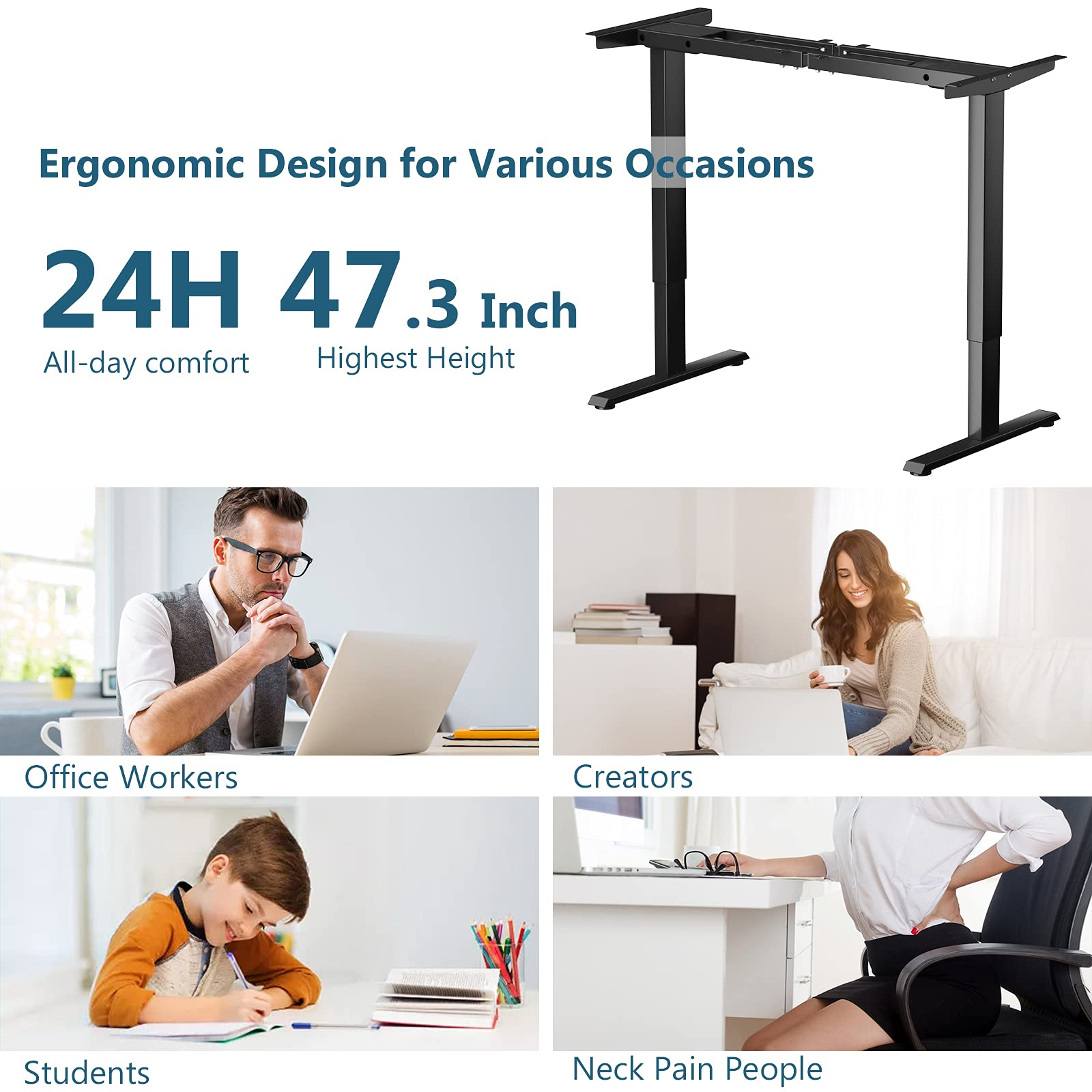 Dual-Motor Electric Standing Desk Frame - Tangkula