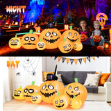 Tangkula 8 FT Halloween Inflatable Pumpkin Patch Lanterns with Witches' Cat