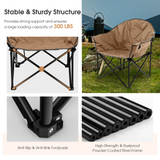 Tangkula Oversized Camping Chair, Outdoor Padded Folding Chair with Cup Holder