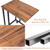 Tangkula Industrial Mobile Side Table, Movable End Table for Coffee Tablet