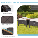 Tangkula 2 Piece Patio Rattan Ottomans, Outdoor Wicker Footstool