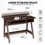 Tangkula Mid Century Writing Desk with Storage Cubes & Hidden Compartment