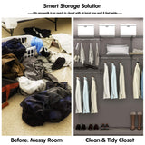 3 to 5 FT Custom Closet Organizer System Kit, Wall-Mounted Storage Organizer with Wire Shelving and Hanging Rods