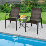 Tangkula Outdoor PE Wicker Stackable Chairs