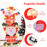 Tangkula 54 inches Christmas Double Snowman Yard Sign with LED Lights