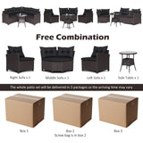 Tangkula 4 Piece Outdoor Sofa Set, Patio Rattan Corner Chair Set W/Round Side Table