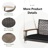 Tangkula 2 Person PE Wicker Porch Swing Bench, 800 LBS Weight Capacity