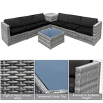 8 PCS Outdoor Patio Furniture Set, Rattan Wicker Sofa Set - Tangkula