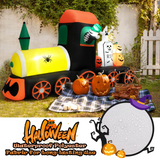 Tangkula 8 FT Long Halloween Inflatable Skeleton Ride on Train