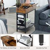 Tangkula Side Table with Charging Station, Flip Top End Table with USB Ports & Outlets