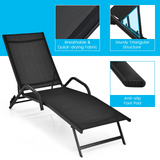 Tangkula Outdoor Patio Chaise Lounge Chairs, Reclining Lounge Chairs with 5-Position Adjustable Backrest & Breathable Fabric
