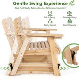Tangkula Outdoor Fir Wood Glider Chair, Outdoor Swing Chair with Rotatable Hidden Cup Holder