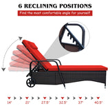 Tangkula Patio Chaise with Wheels, 6 Positions Adjustable Outdoor Lounger Chair with Steel Frame