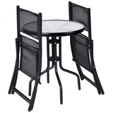 Tangkula 3 Pieces Folding Patio Bistro Set, Outdoor Folding Chairs & Table Set