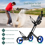 Tangkula Golf Push Pull Cart, Lightweight Aluminum Collapsible 3 Wheels Golf Push Cart