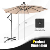 Tangkula 10 ft Cantilever Umbrella w/32 Solar-Powered LED Lights, Functional Tilting System & Hand-Crank Mechanism