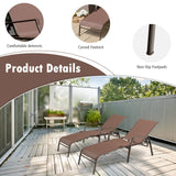 Tangkula 2 Piece Patio Adjustable Folding Stackable Chaise Lounge W/ 5-Position Backrest (Brown)