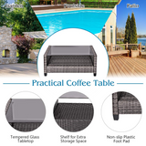 Tangkula Patio Wicker Conversation Furniture Set