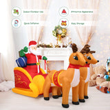 Tangkula 7.5 FT Christmas Inflatable Lighted Santa Claus on Sleigh with Reindeers & Gift Boxes