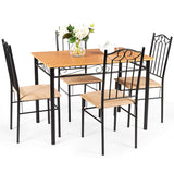 Tangkula 5 Piece Dining Table Set Vintage Wood Top Padded Seat Dining Table and Chairs Set