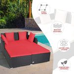 Outdoor Rattan Daybed, Red - Tangkula