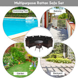 4-Piece Patio Furniture Set, C-Shape Outdoor Wicker Sectional Sofa Set