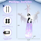 Tangkula 8 FT Halloween Inflatable Ghost, Blow-up Yard Halloween Decorations with Built-in LED Lights & Magic Rotating Lamp