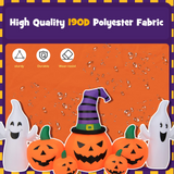 Tangkula 9 FT Halloween Inflatable Pumpkin Ghost, Spooky Lighted Holiday Decoration w/ Witch's Hat,