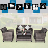 Tangkula Patio Wicker Conversation Furniture Set