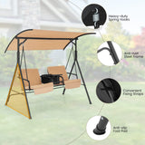 Tangkula 2 Person Porch Swing, Outdoor Swing with Pivot Storage Table